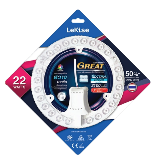 หลอดไฟเพดานLED DL LEKISE 22WMAFNET LENS*50